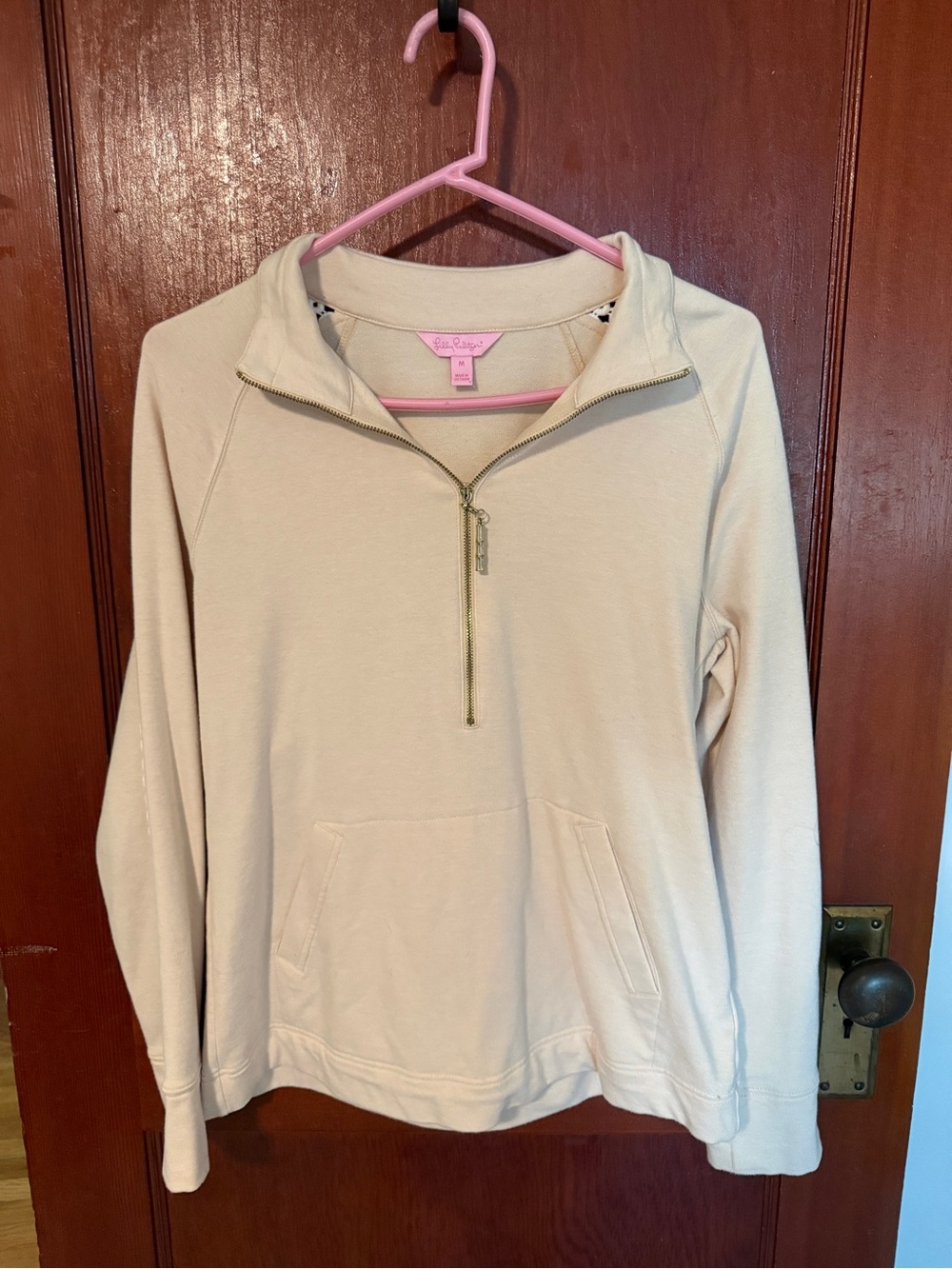 Lilly Pulitzer Cream Half-Zip Pullover with Gold Zipper